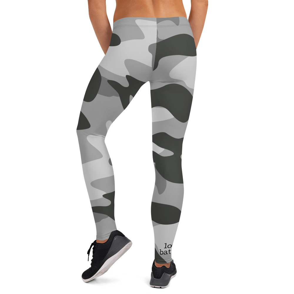 Love is a Battlefield Grey Camouflage Leggings - A Girl Exercising