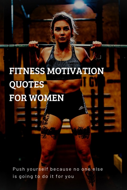 Woman performing dead lifts in gym and inspiration quote
