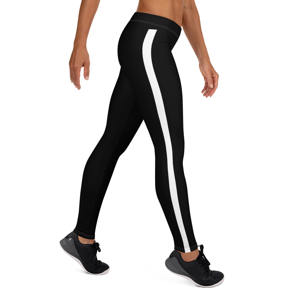 launch courtesy Price cut Black Leggings With One White Stripe - A Girl Exercising