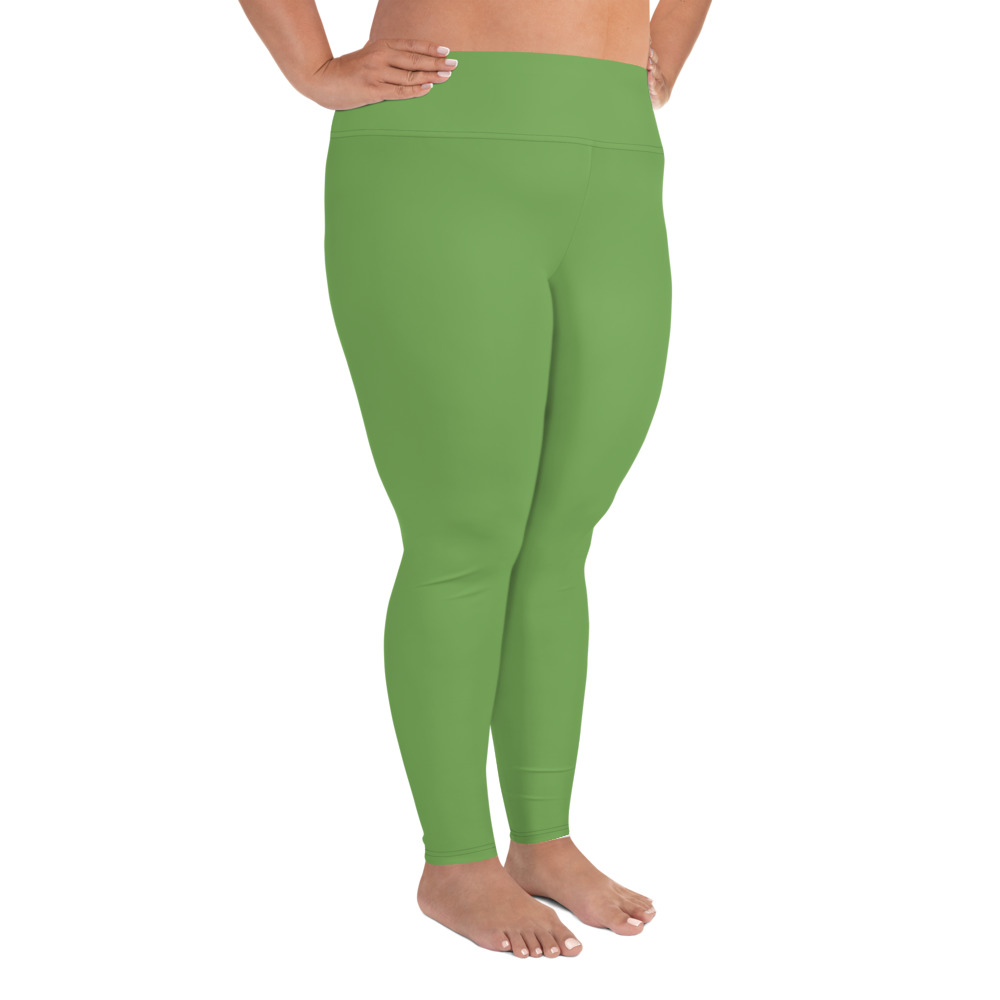 Fern Green Plus Size Leggings - A Girl Exercising