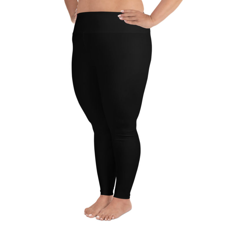 Black Leggings With One White Stripe Plus Size - A Girl Exercising